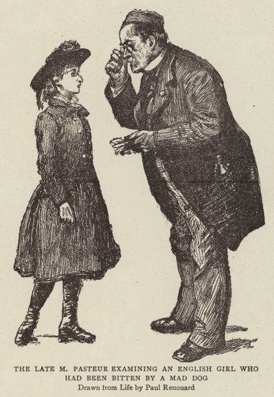 Der verstorbene M. Pasteur untersucht ein englisches Mädchen, das von einem tollwütigen Hund gebissen wurde von Charles Paul Renouard